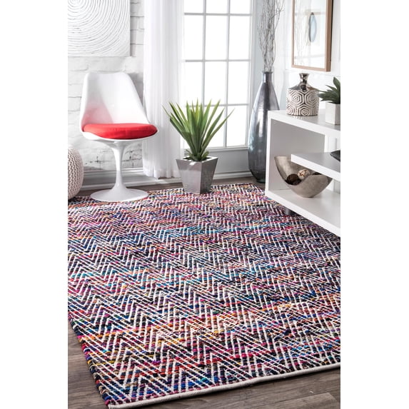 nuLOOM Rochell Handwoven Chevron Area Rug, 6' x 9', Indigo