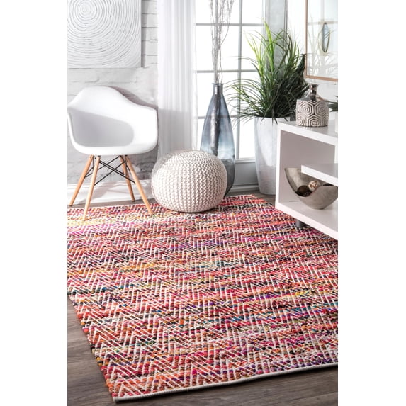 nuLOOM Rochell Handwoven Chevron Area Rug, 6' x 9', Magenta