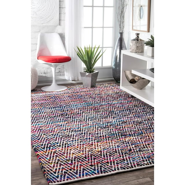 nuLOOM Rochell Handwoven Chevron Area Rug, 9' 6" x 13' 6", Indigo