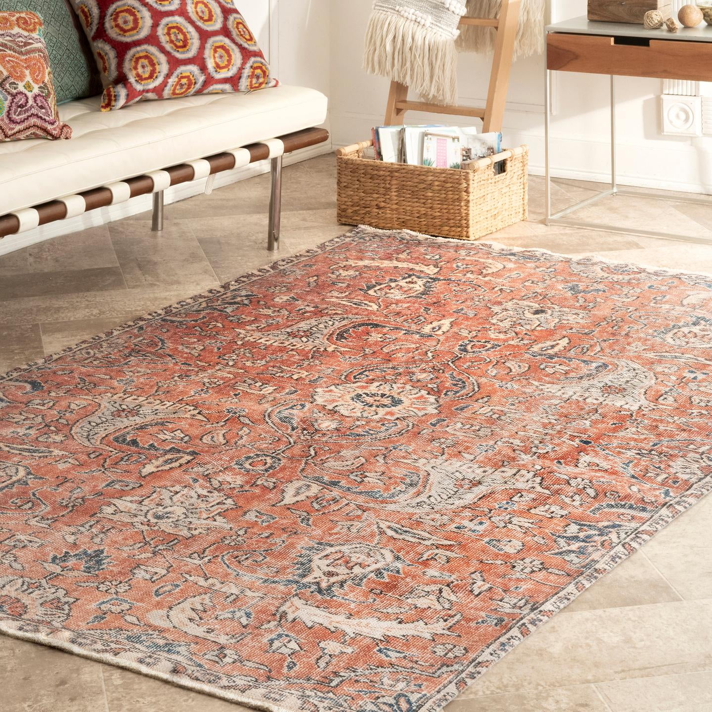 nuLOOM Rosalia Floral Persian Area Rug, 5' 3" x 7' 7", Rust