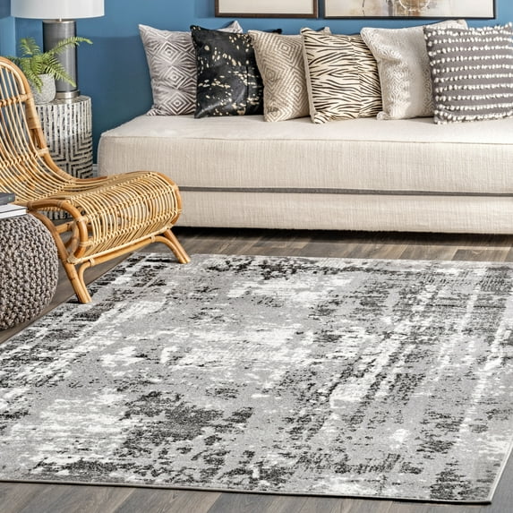 nuLOOM Margot Strained Abstract Area Rug, 4' 3" x 6', Margot Grey