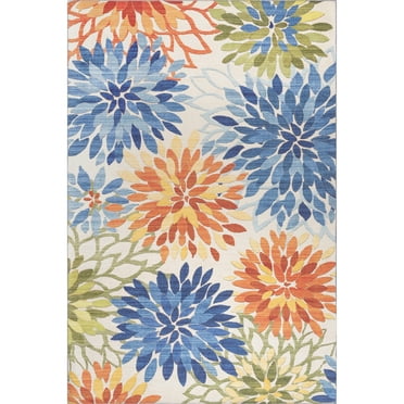nuLOOM Rosana Floral Machine Washable Indoor/Outdoor Area Rug, 4' x 6', Multi