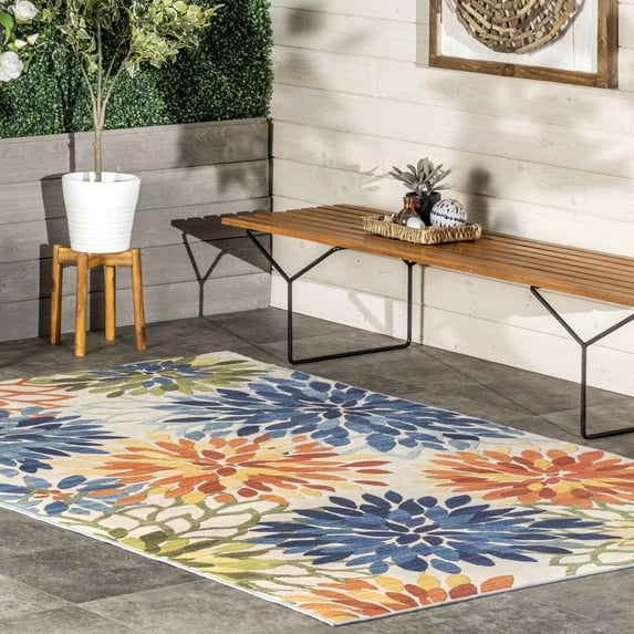 nuLOOM Rosana Floral Machine Washable Indoor/Outdoor Area Rug, 3' x 5', Rosana Multicolor
