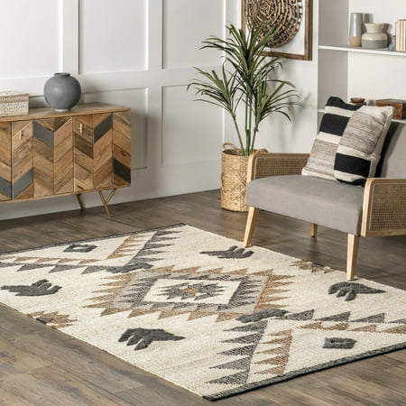 nuLOOM Rosanna Southwestern Symbols Jute Area Rug, 4' x 6', Natural