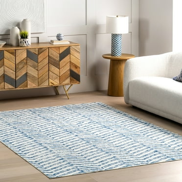 nuLOOM Rosanne SpinClean Machine Washable Geometric Area Rug, 3' x 5', Rosanne Blue