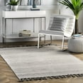 thumbnail image 1 of nuLOOM Rose Stripe Cotton Flatweave Tassel Area Rug, 5' x 8', Rose Light Grey, 1 of 5