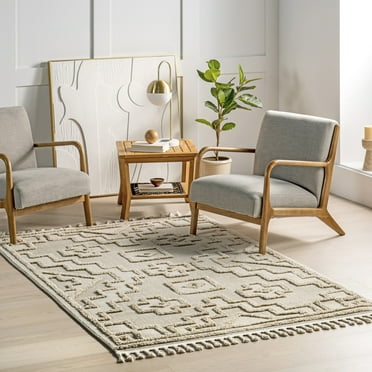 nuLOOM Roslin Moroccan High-Low Tasseled Area Rug, 4' x 6', Roslin Beige