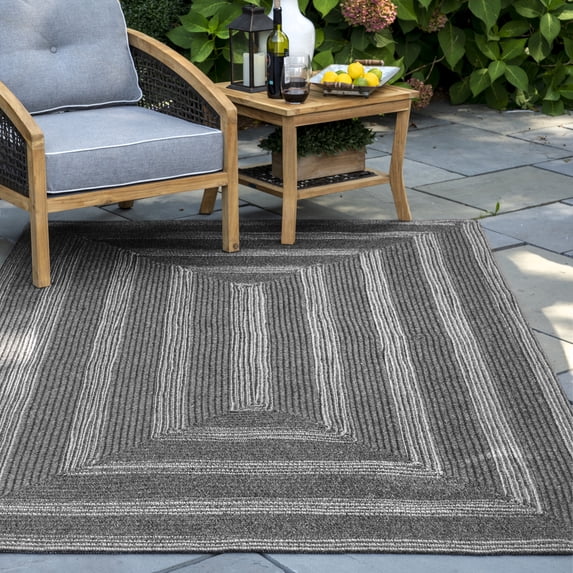 nuLOOM Rowan Braided Texture Indoor/Outdoor Area Rug, 6' x 9', Rowan Charcoal