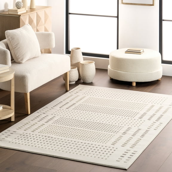nuLOOM Rowyn Geometric Machine Washable Area Rug, 8' x 10', Cream