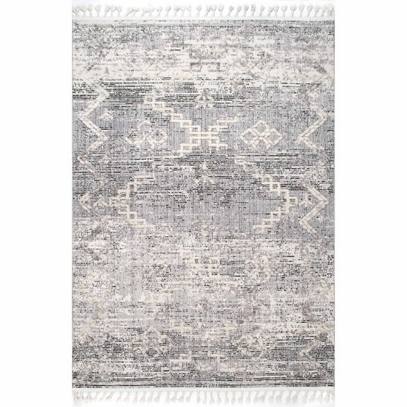 nuLOOM Roxy Textured Diamond Tassel Area Rug, 4' x 6', Gray