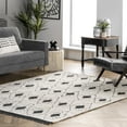 thumbnail image 1 of nuLOOM Rubena Soft Shag Diamond Trellis Fringe Area Rug, 5' 3" x 7' 6", Beige, 1 of 2