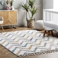 thumbnail image 1 of nuLOOM Rumi High-Low Chevron Kids Tassel Area Rug, 3' x 5', Ivory, 1 of 9