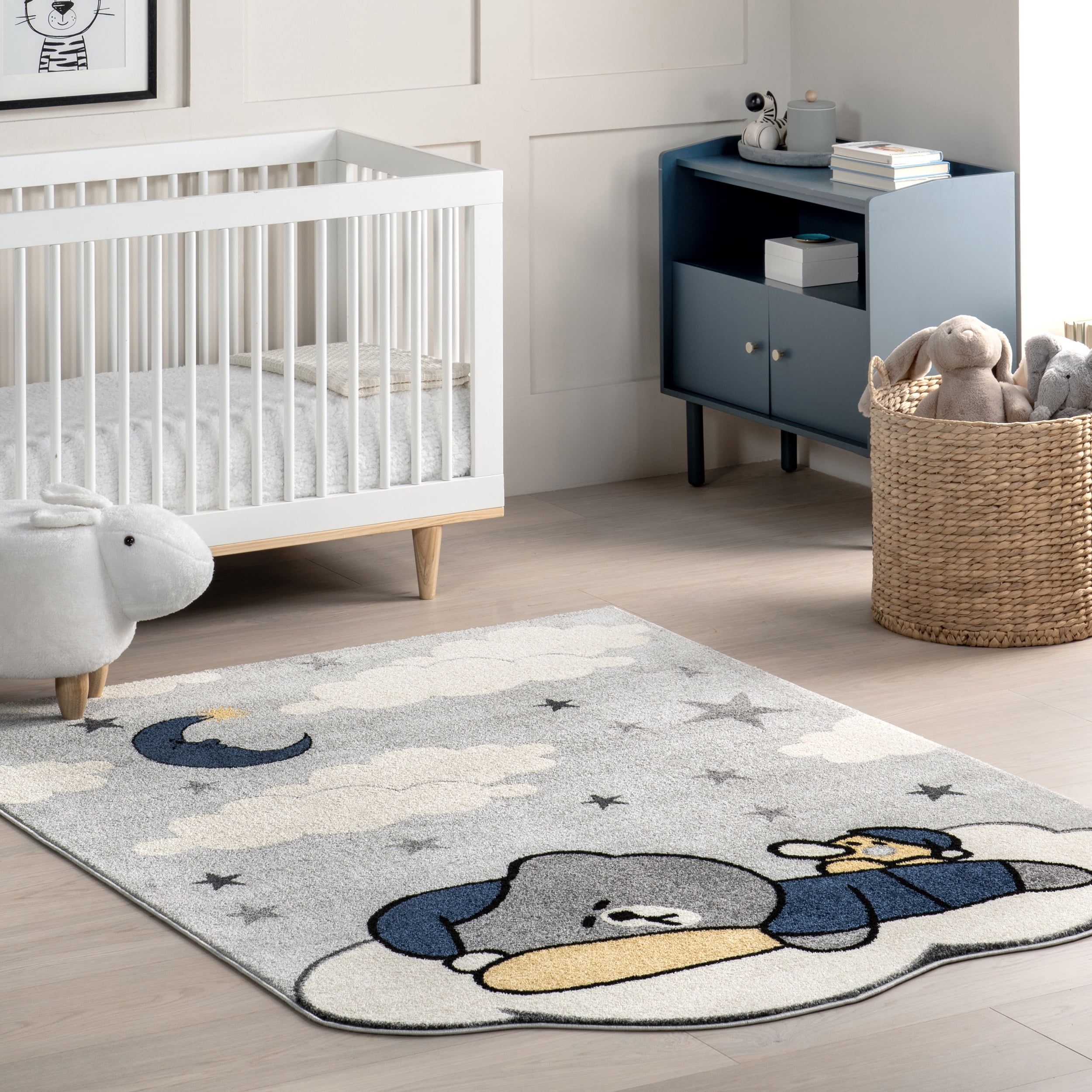 Baby Sleep Rug nuLOOM Ryder Sleeping Bear Kids Area Rug, 8' x 10', Light Grey ...