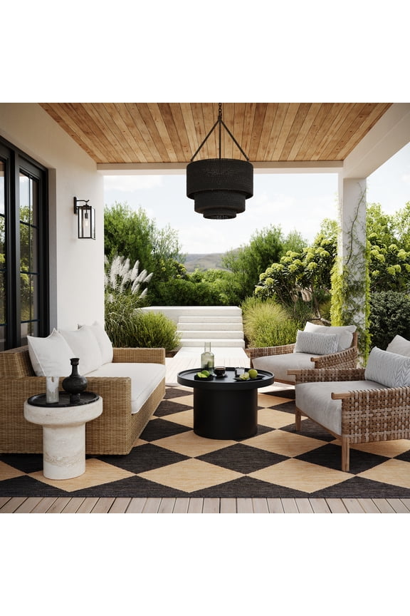 Sabina Diamond Trellis Indoor/Outdoor Area Rug, 4' x 6', Sabina Dark Grey