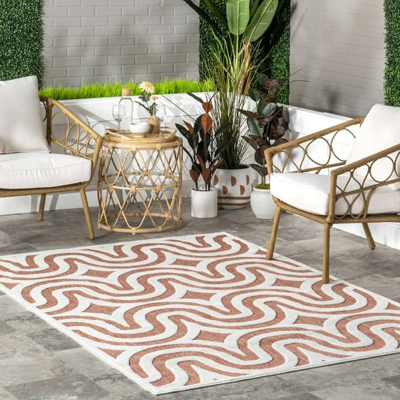 nuLOOM Sallee Geometric Swirls Indoor/Outdoor Area Rug, 8' x 10', Brick