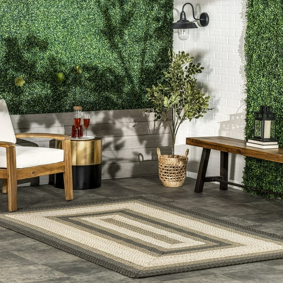 nuLOOM Gwyneth Braided Stripes Indoor/Outdoor Area Rug, 4' x 6', Gwyneth Beige