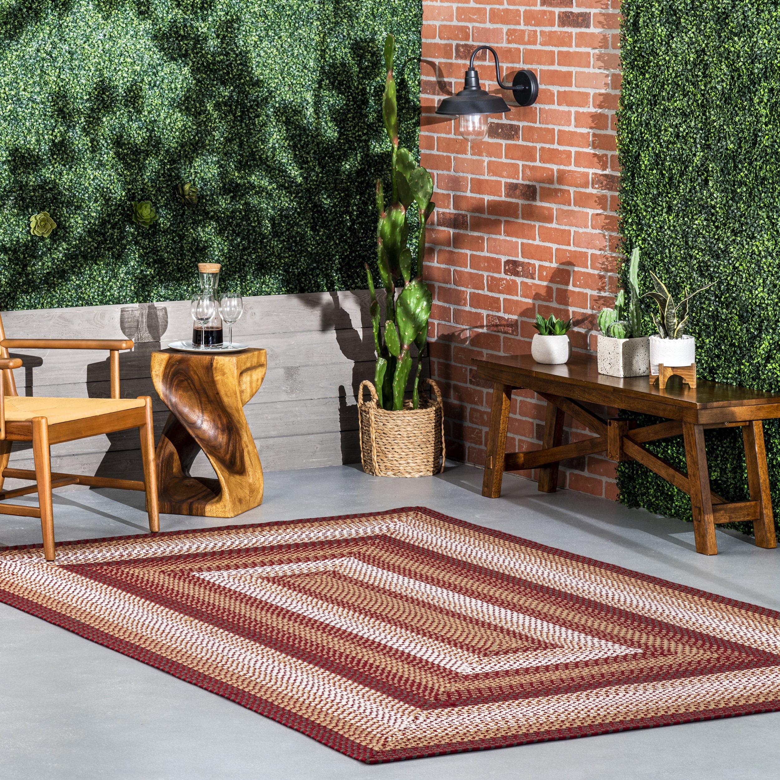 nuLOOM Sammy Braided Ombre Indoor/Outdoor Area Rug, 8' x 10', Rust ...