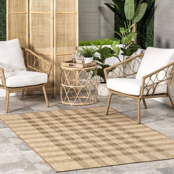 nuLOOM Sandee Casual Plaid Indoor/Outdoor Area Rug, 5' x 8', Beige