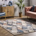thumbnail image 1 of nuLOOM Saoirse Distressed Trellis Area Rug, 6' 7" x 9', Blue, 1 of 9