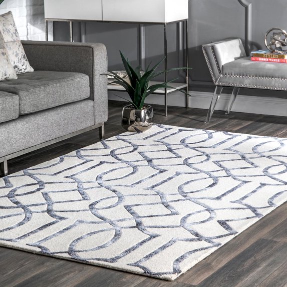 nuLOOM Satara Moroccan Trellis Wool Area Rug, 6' x 9', Silver