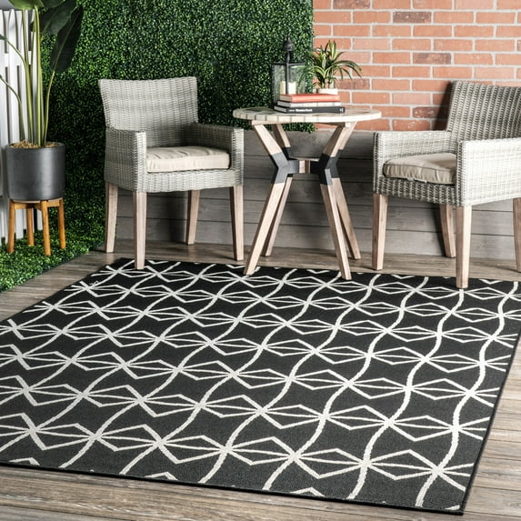 nuLOOM Saunders Geometric Indoor/Outdoor Area Rug, 4' x 6', Saunders Dark Grey