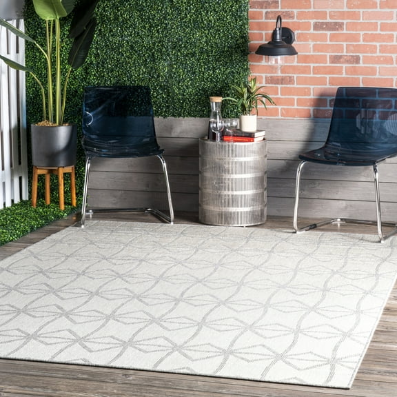 nuLOOM Saunders Geometric Indoor/Outdoor Area Rug, 5' x 8', Saunders Light Grey