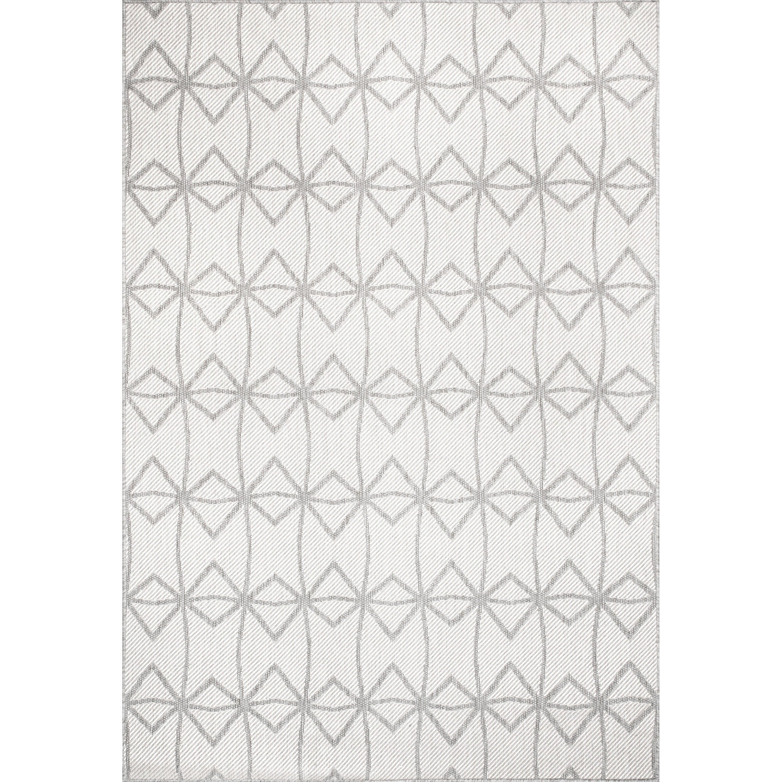 Modern Light Gray Geometric Flat Woven 5'x8' Indoor/Outdoor Rug