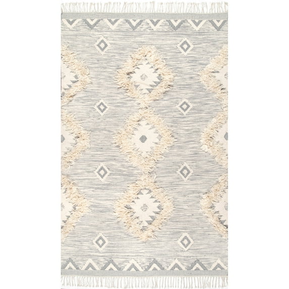 nuLOOM Savannah Moroccan Fringe Area Rug, 6', Light Gray