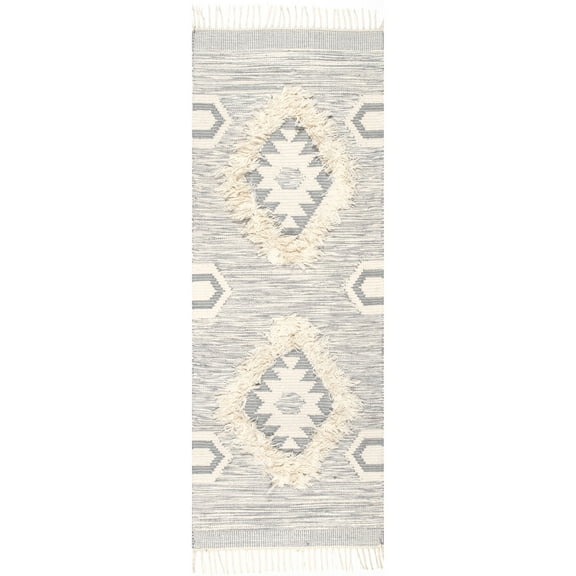 nuLOOM Savannah Moroccan Fringe Runner Rug, 2' 6" x 6', Light Gray