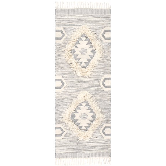 nuLOOM Savannah Moroccan Fringe Runner Rug, 2' 6" x 8', Light Gray