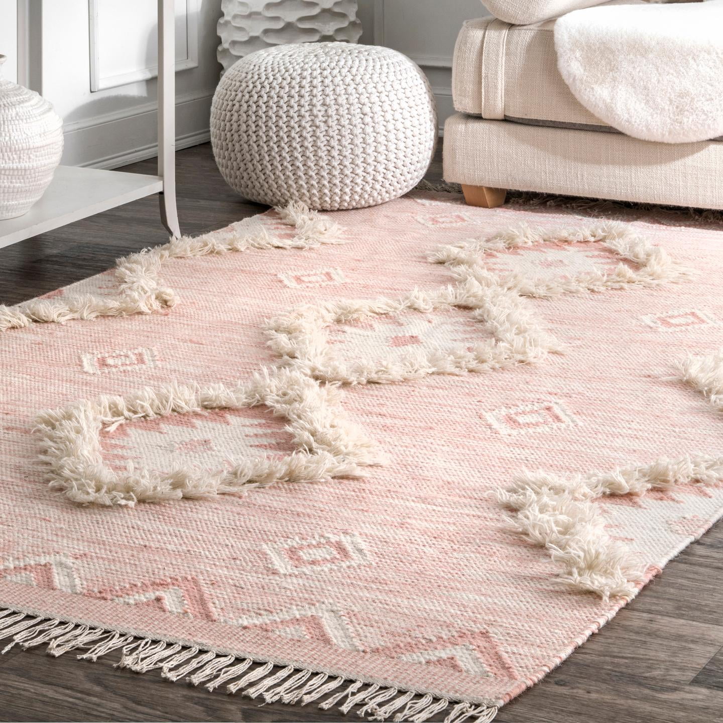 nuLOOM Savannah Moroccan Fringe Runner Rug, 2' 6" x 8', Pink