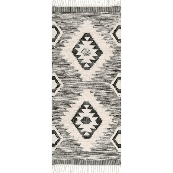 nuLOOM Savannah Moroccan Fringe Runner Rug, 2' 8" x 14', Black