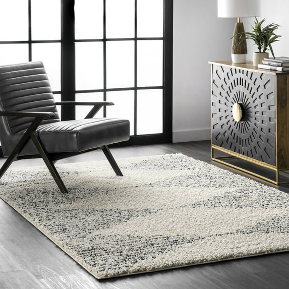nuLOOM Scarlette Abstract Diamond Shag Area Rug, 4' x 6', Scarlette Off-white