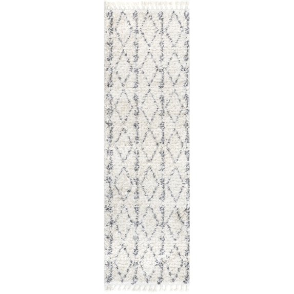 nuLOOM Selah Diamond Shag Runner Rug, 2' 6" x 6', Beige