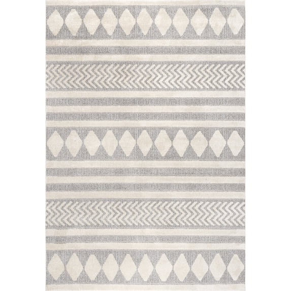 nuLOOM Senna High Low Textured Diamond Banded Area Rug, 7' 10" x 10', Grey