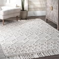 thumbnail image 1 of nuLOOM Serena Textured Prism Trellis With Tassels Wool Area Rug, 7' 6" x 9' 6", Gray, 1 of 4