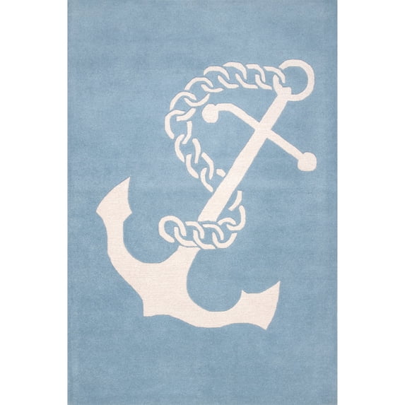 nuLOOM Set Sail Hand Tufted Wool Area Rug, 5' x 8', Baby Blue