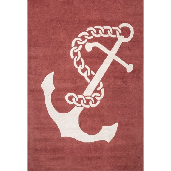 nuLOOM Set Sail Hand Tufted Wool Area Rug, 8' x 10', Rust