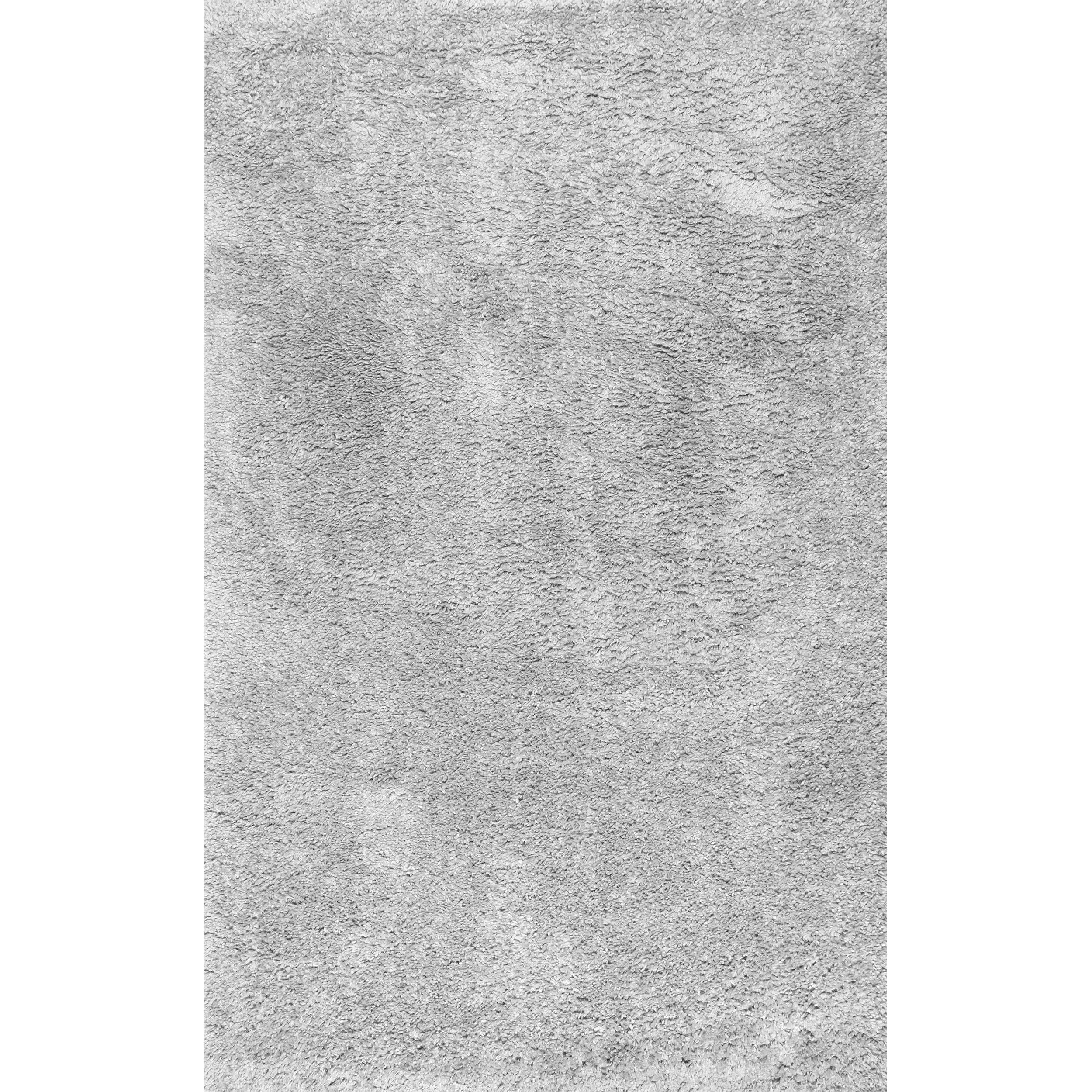 Gray Synthetic Solid Shag Area Rug 5' 3" x 7' 7"