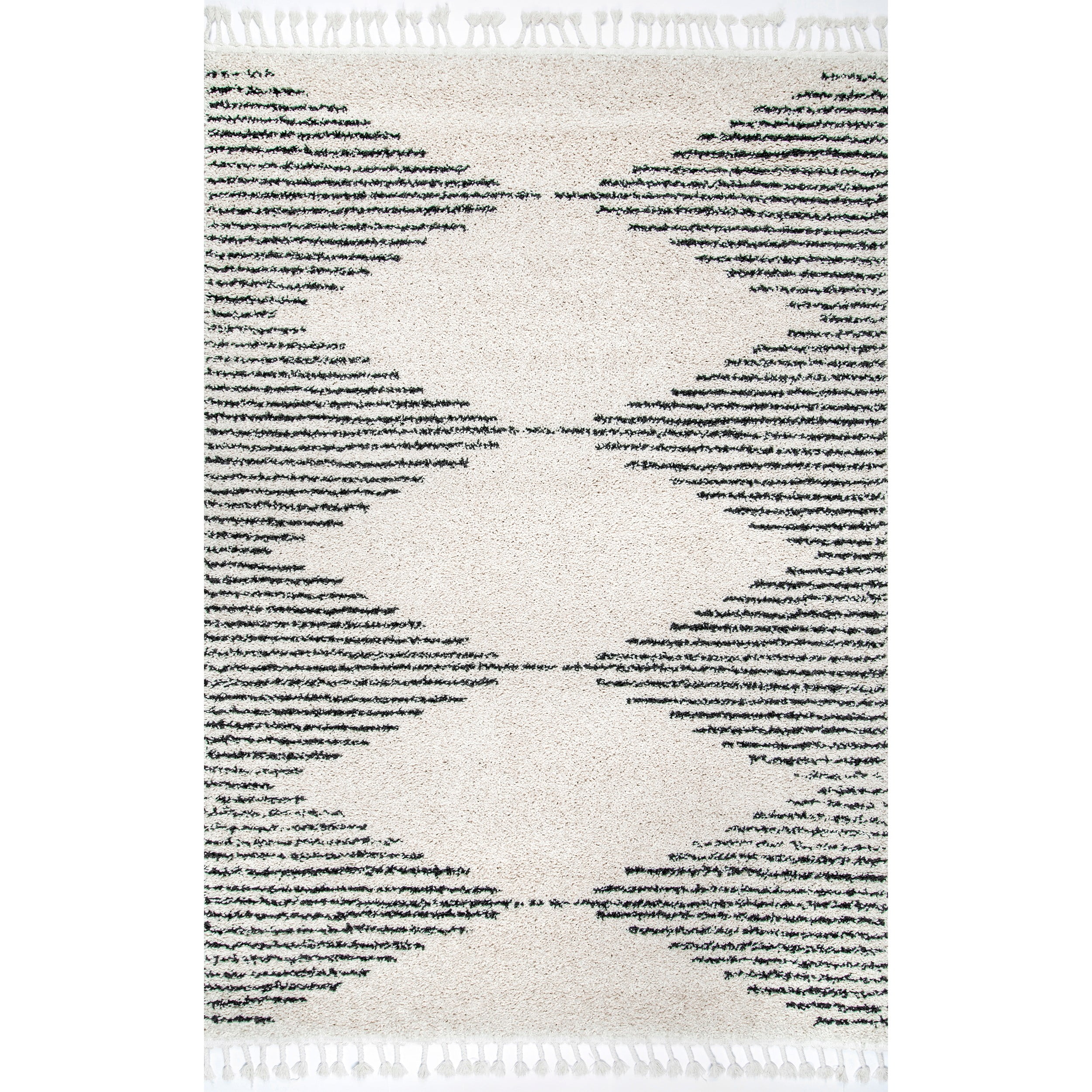 Off-White Braided Shag Reversible Rectangular Rug, 2x3 ft