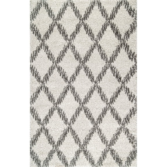 nuLOOM Sharika Lattice Shag Area Rug, 8' 10" x 12', Ivory