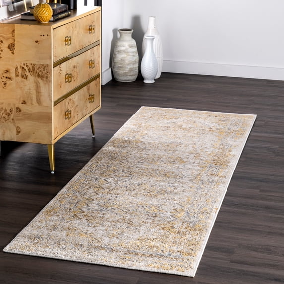 nuLOOM Madisson Vintage Faded Medallion Area Rug, 2' 6" x 6', Runner, Madisson Gold