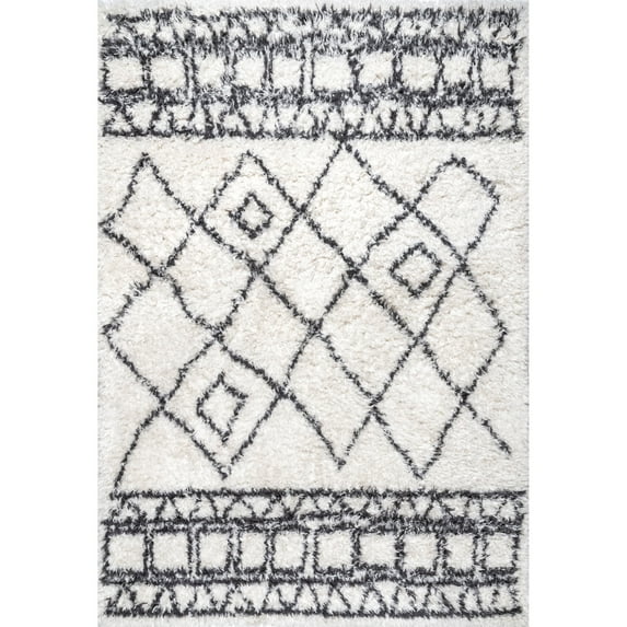 nuLOOM Sheena Cozy Shag Tribal Area Rug, 7' 10" x 10', Beige