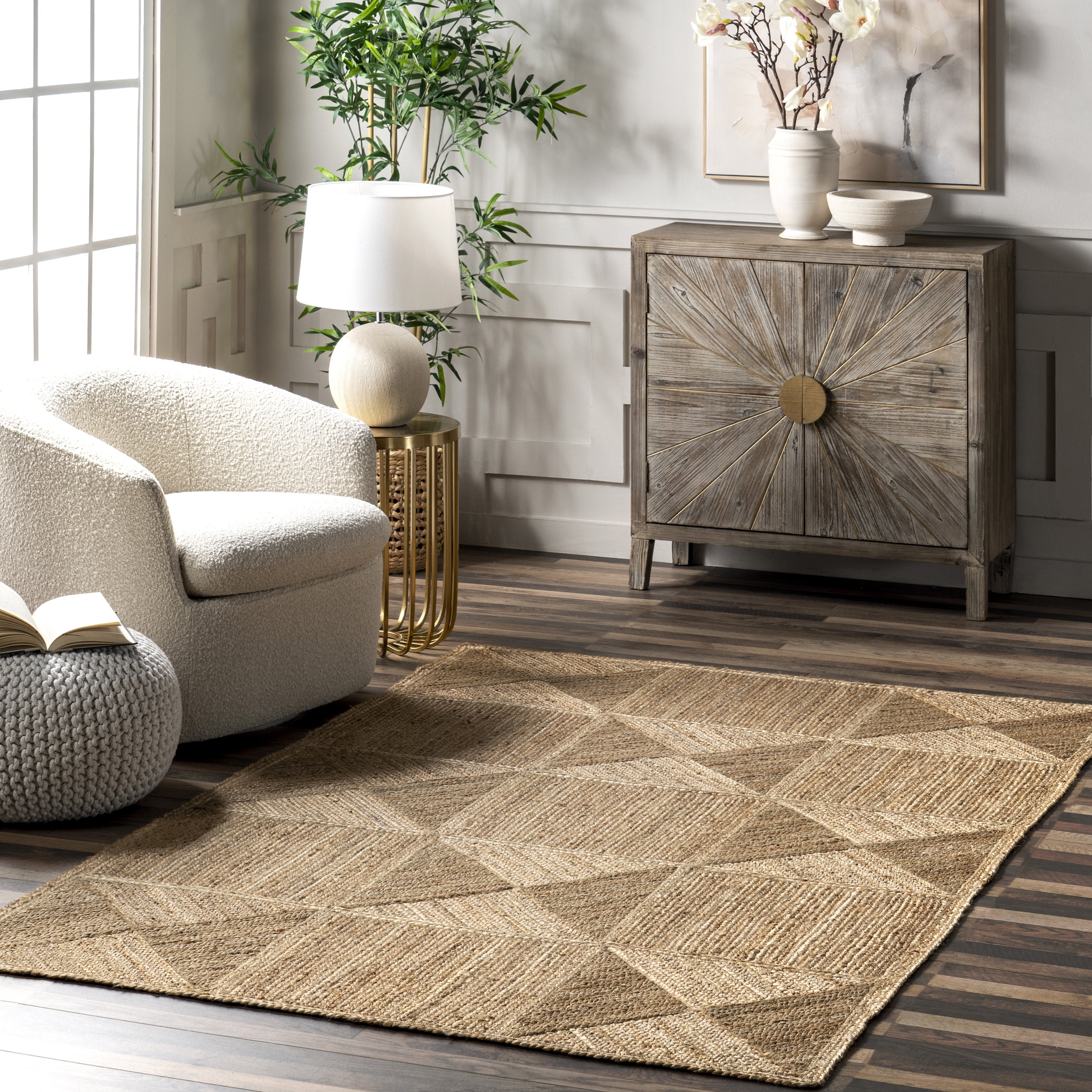 nuLOOM Sheila Modern Geometric Jute Blend Area Rug, 8' x 10', Natural