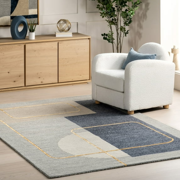 nuLOOM Shelley Abstract Striped Wool Area Rug, 5' x 8', Shelley Blue