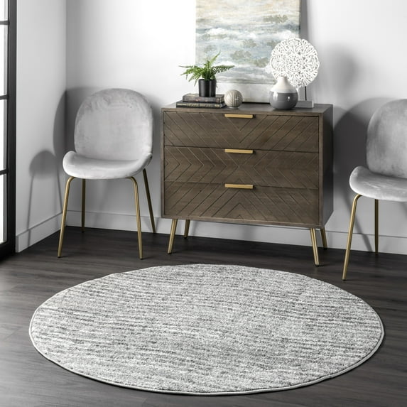 nuLOOM Sherill Abstract Transitional Area Rug, 5', Round, Sherill Grey