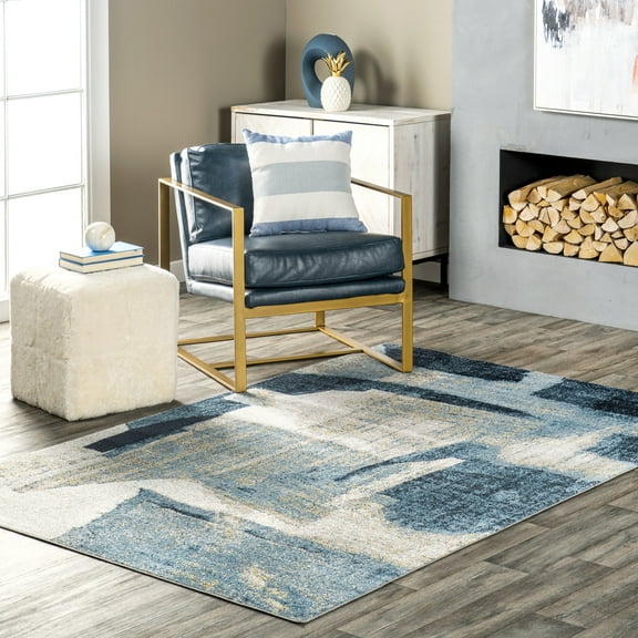 nuLOOM Sherri Abstract Machine Washable Area Rug, 3' x 5', Blue