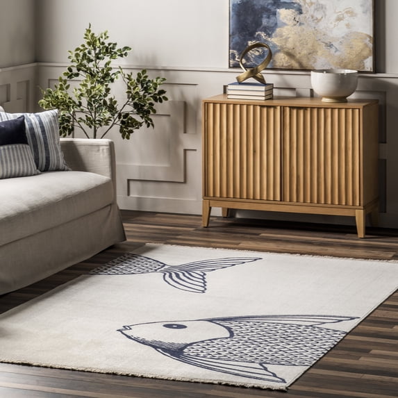 nuLOOM Sheryl Nautical Indoor/Outdoor Tassel Area Rug, 4' x 6', Blue
