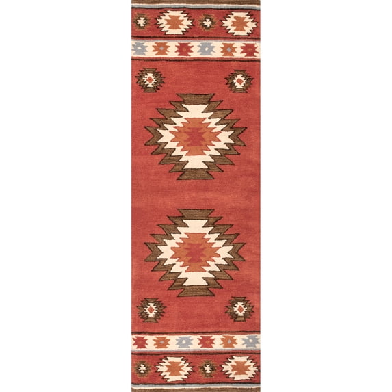 nuLOOM Shyla Abstract Wool Runner Rug, 2' 6" x 10', Wine