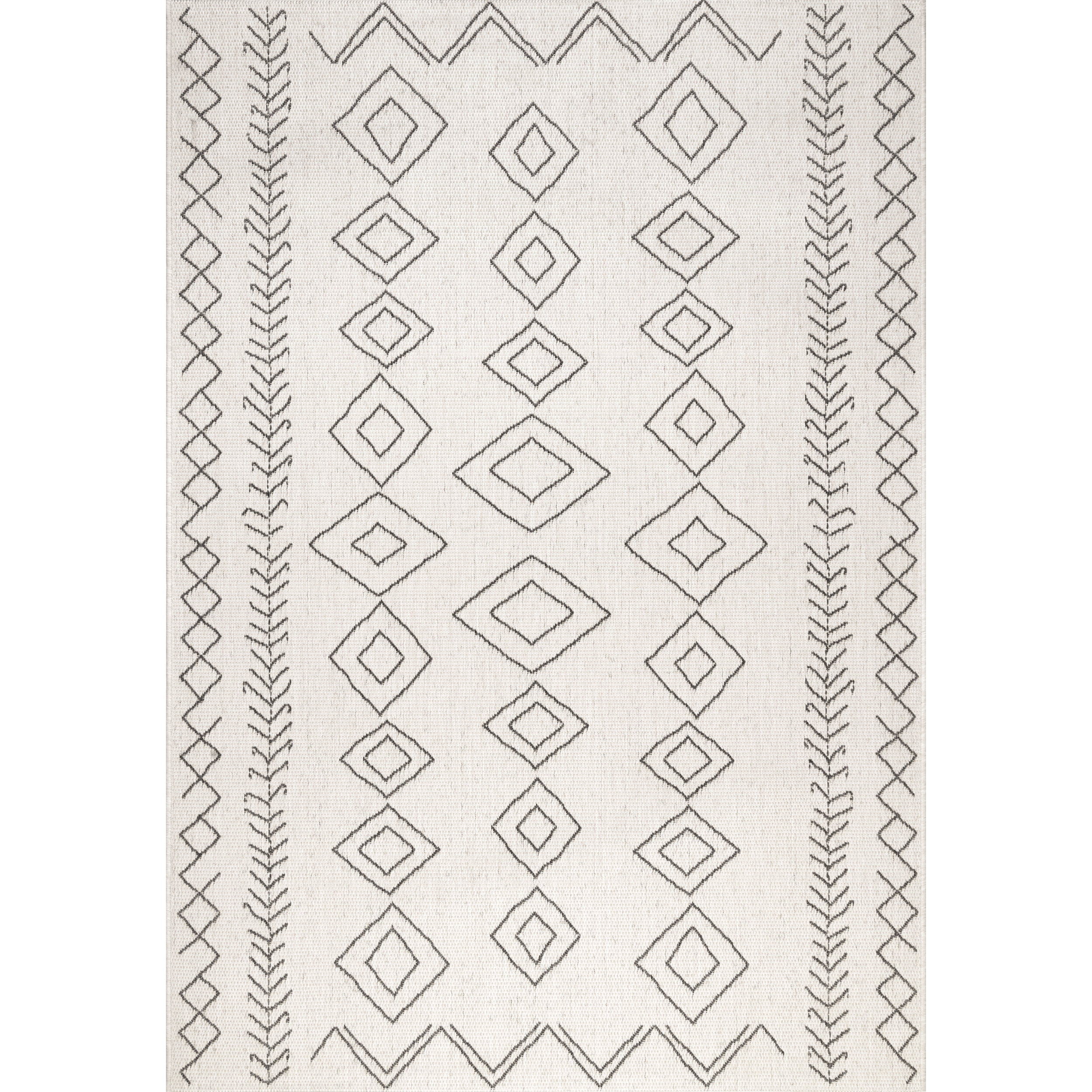 nuLOOM Sierra Moroccan Diamond Outdoor Area Rug, 4' x 6', Ivory